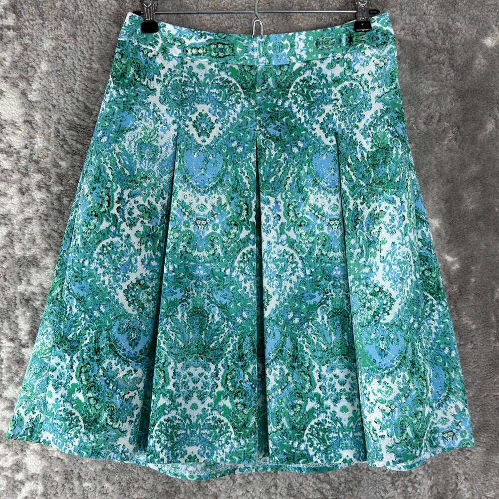 The Limited Petite Size 4 Abstract Floral Print A Line‎ Skirt Blue Zip